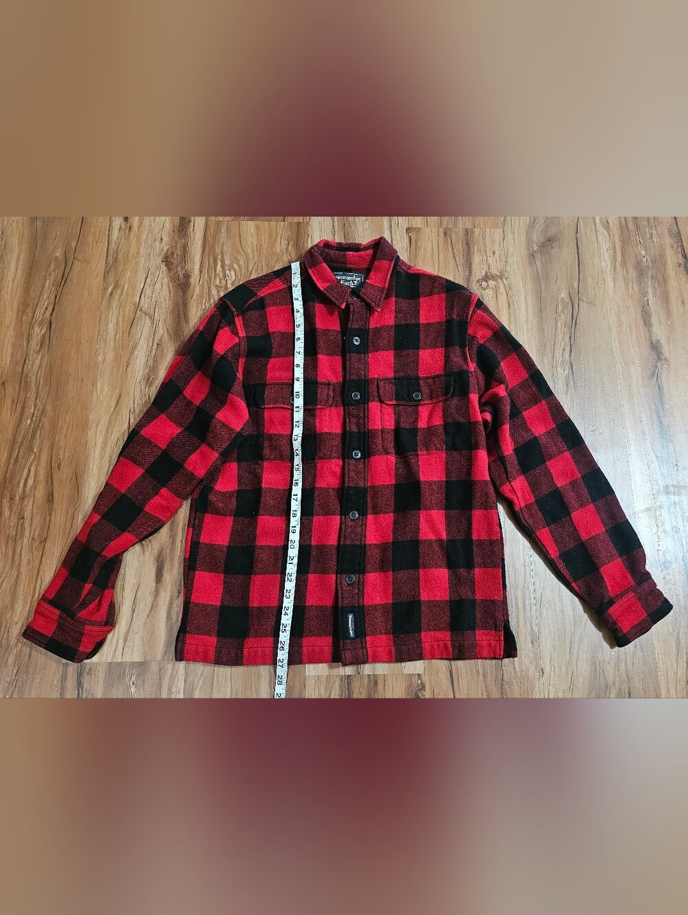 Abercrombie & Fitch Size Men's Small Red & Black Buffalo Plaid Button-Up Jacket